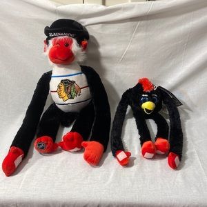 NHL Chicago Blackhawks Hanging‎ Monkey and Tommy Plush Forever Collectibles .